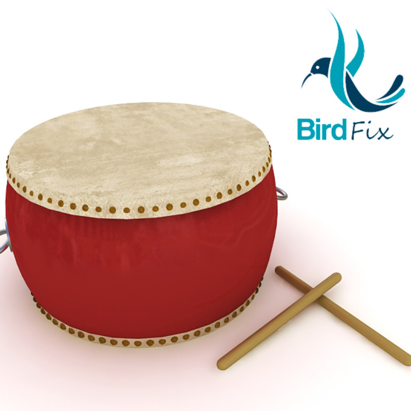 Chinese Drum 3D Model .c4d .max .obj .3ds .fbx .stl .blend 