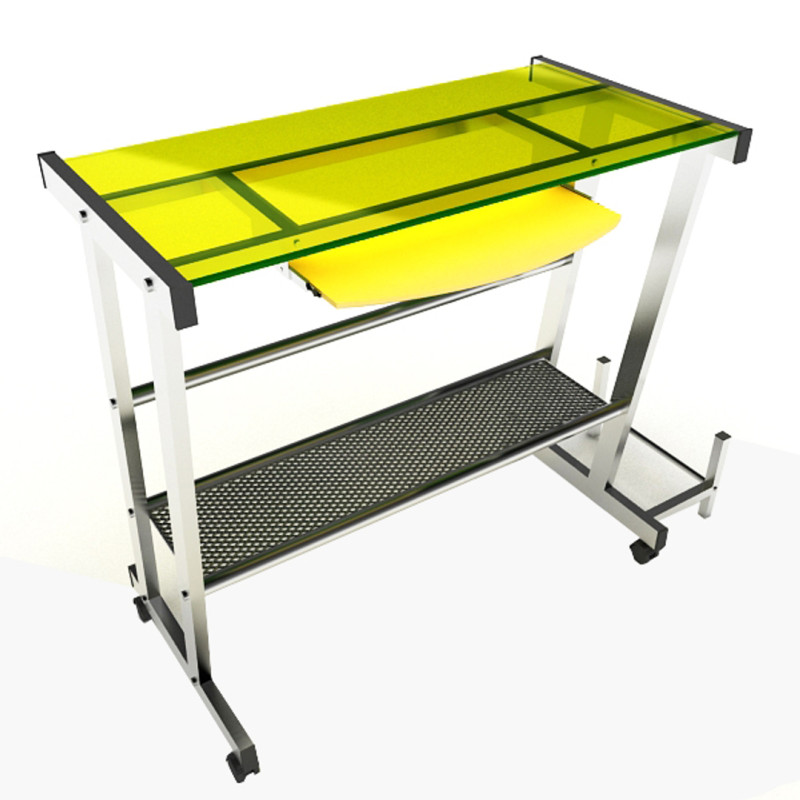 Steel Computer Table Model 3D .c4d .max .obj .3ds .fbx .stl .blend 