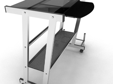 Steel Computer Table Model 3D