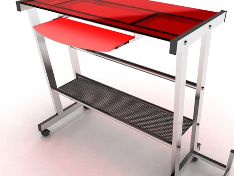 Steel Computer Table Model 3D