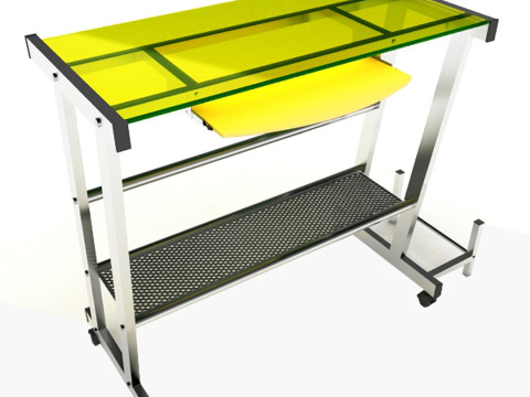 Steel Computer Table Model 3D