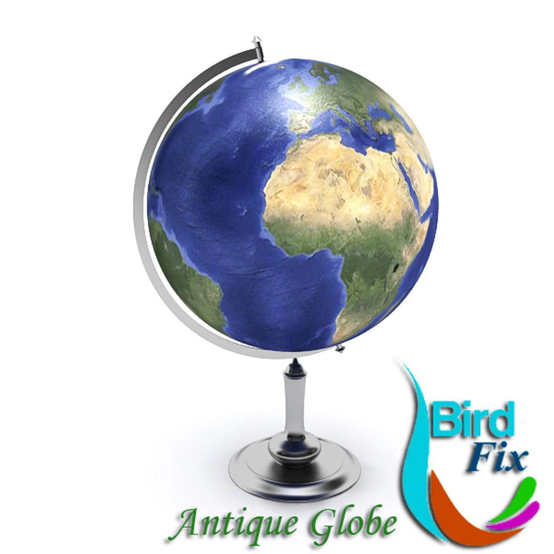 Antique Globe 3D Model .c4d .max .obj .3ds .fbx .stl .blend 