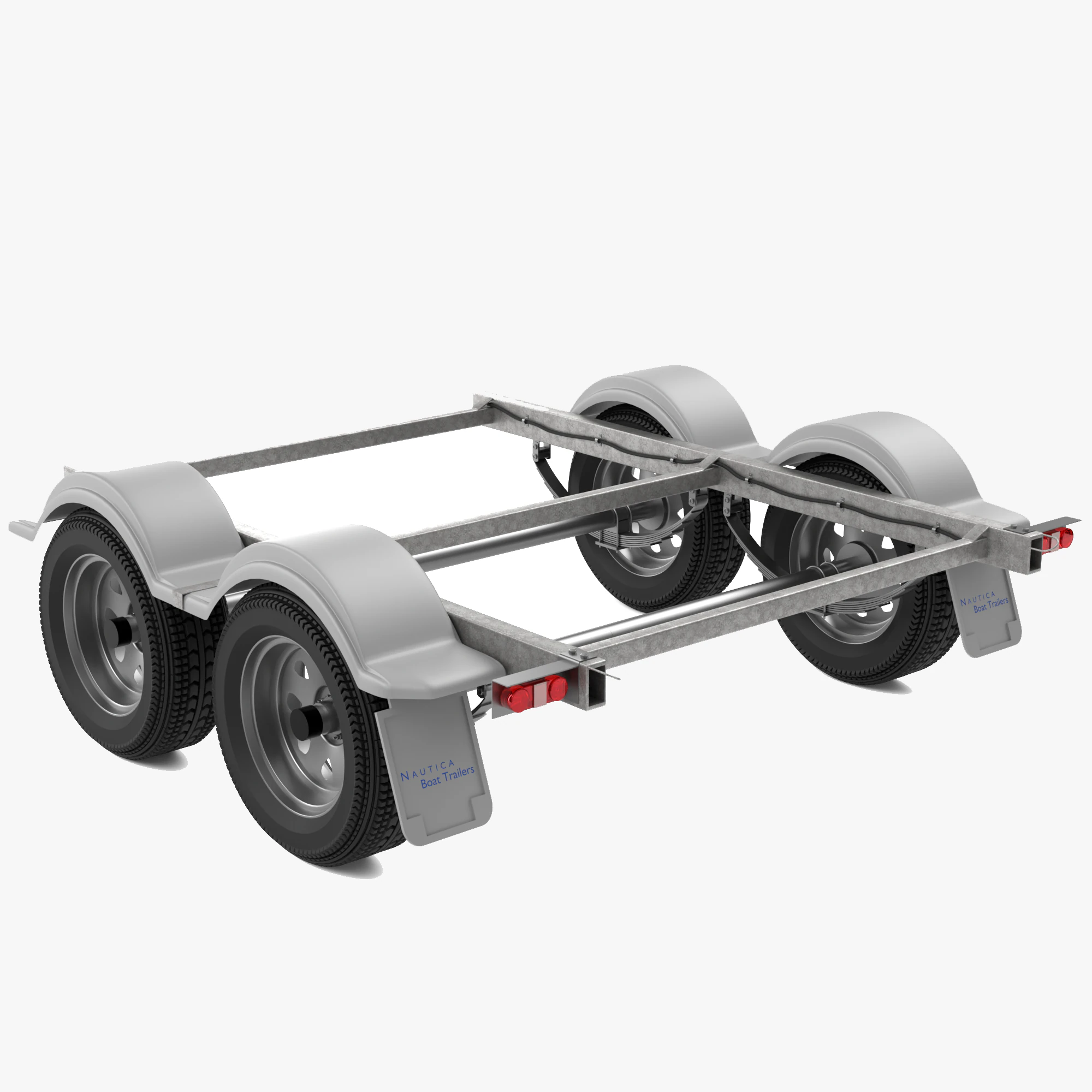 Dual Axle Boat Trailer 3D Model .c4d .max .obj .3ds .fbx .stl .blend 
