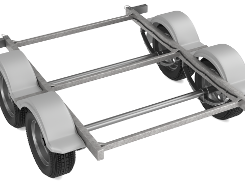 双轴船拖车 3D 模型