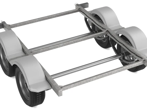 Dual Axle Boat Trailer 3D Model