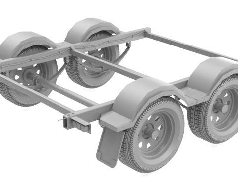 双轴船拖车 3D 模型