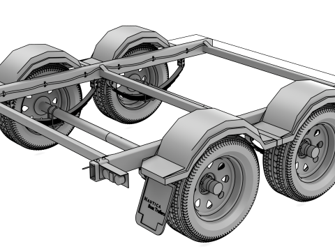 双轴船拖车 3D 模型