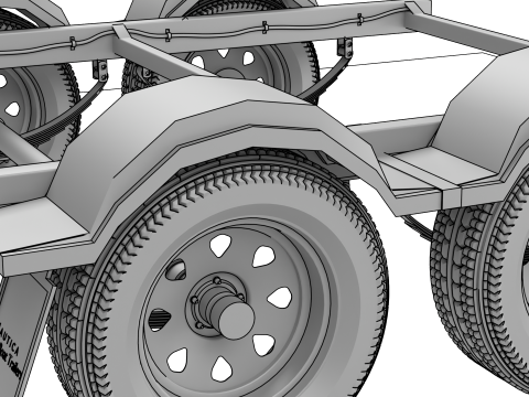 双轴船拖车 3D 模型
