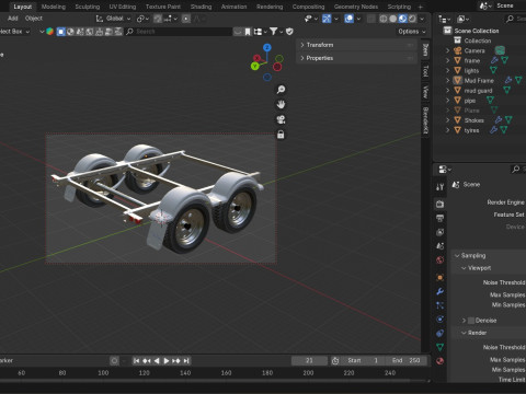 双轴船拖车 3D 模型
