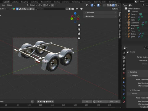 Dual Axle Boat Trailer 3D Model