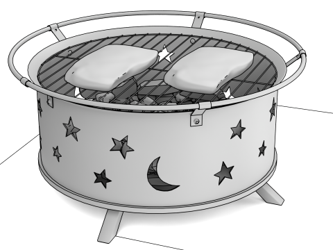 Открытый гриль-барбекю 3D Модель