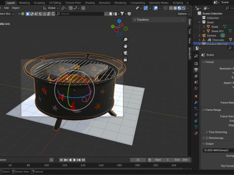 Открытый гриль-барбекю 3D Модель