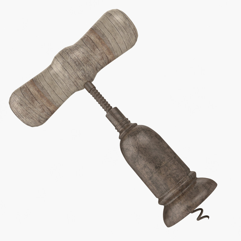 Antik Tirbuşon 3D Model .c4d .max .obj .3ds .fbx .stl .blend 