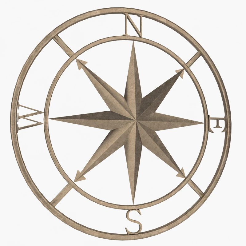 Compass Rose 3D Model .c4d .max .obj .3ds .fbx .stl .blend