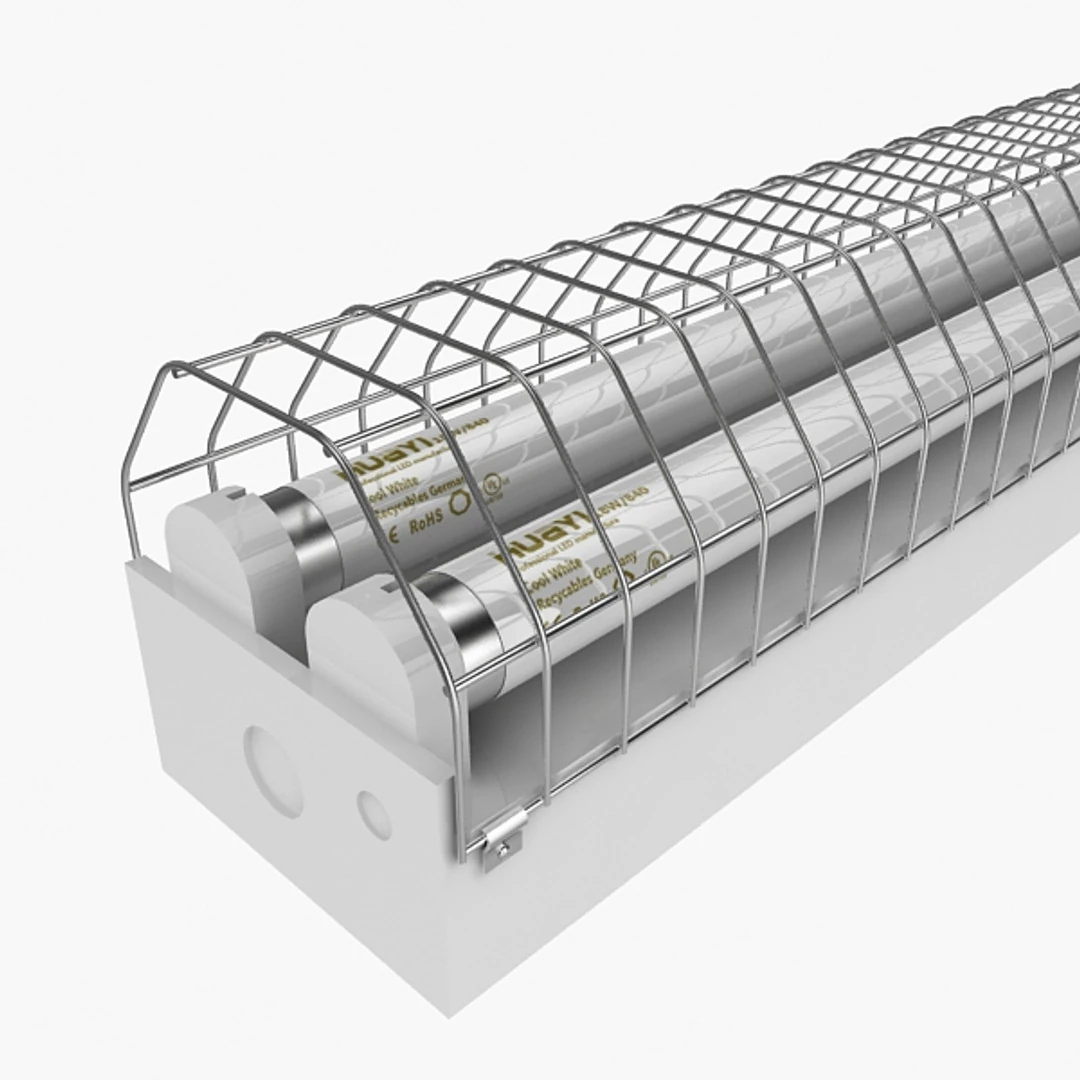 Dual Strip Fluorescent Fixture 3D Model .c4d .max .obj .3ds .fbx .stl .blend 