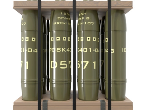 Obus d'artillerie militaire Modèle 3D