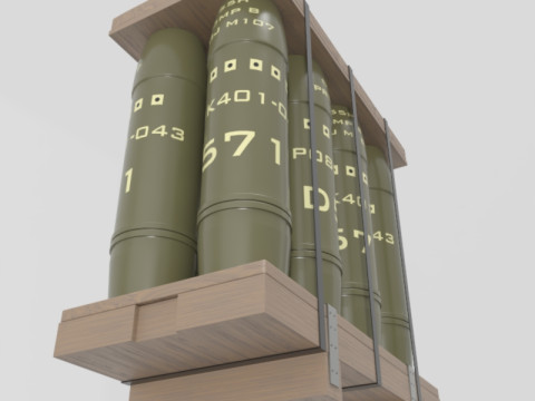 Obus d'artillerie militaire Modèle 3D