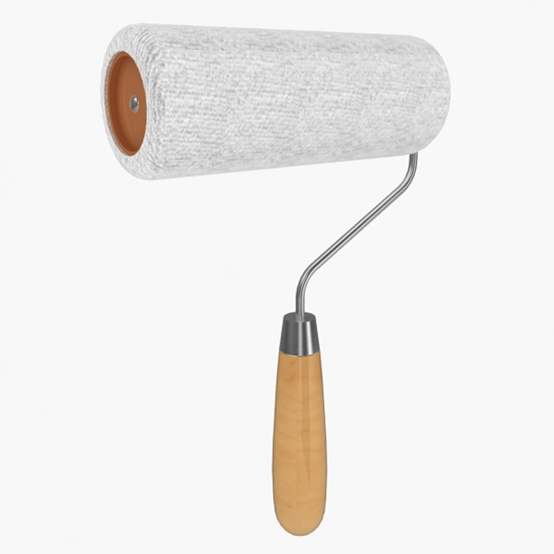 Paint Roller Brush 3D Model .c4d .max .obj .3ds .fbx .stl .blend