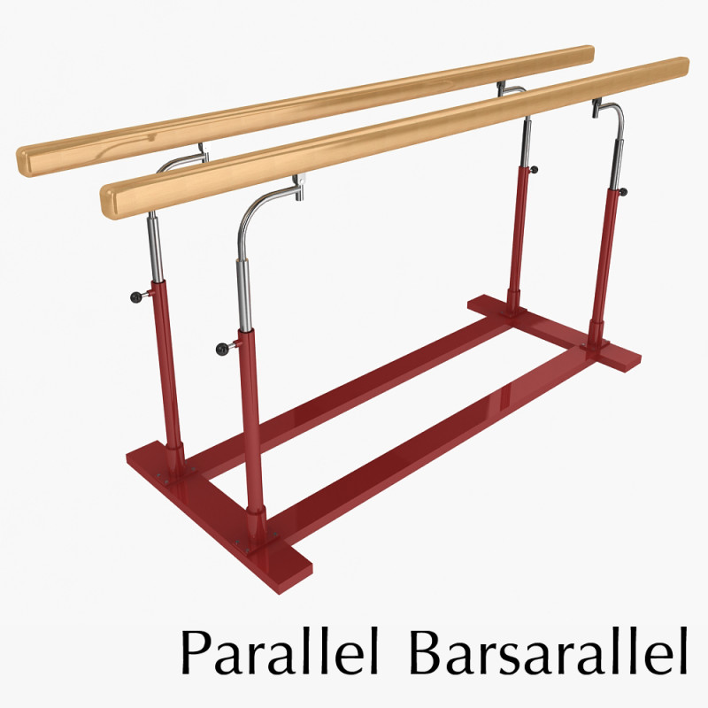 Parallel Bars 3D Model .c4d .max .obj .3ds .fbx .stl .blend