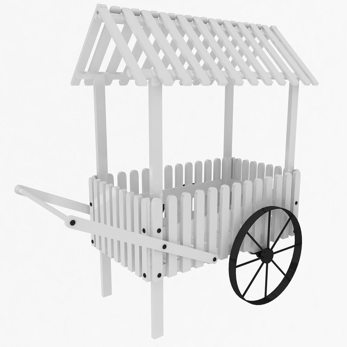 Peddler Flower Cart 3D Model .c4d .max .obj .3ds .fbx .stl .blend 