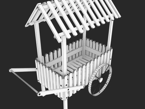 Peddler Flower Cart 3D Model