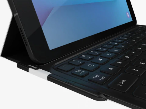 Samsung Galaxy Tab S3 black with S Pen Keyboard 3D Model