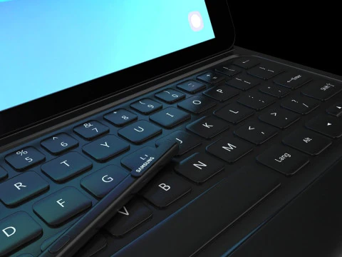 Samsung Galaxy Tab S3 black with S Pen Keyboard 3D Model