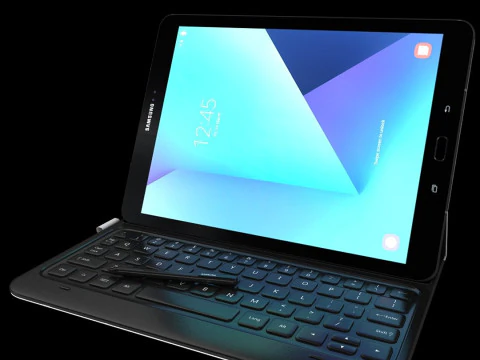 Samsung Galaxy Tab S3 black with S Pen Keyboard 3D Model