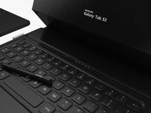 Samsung Galaxy Tab S3 black with S Pen Keyboard 3D Model