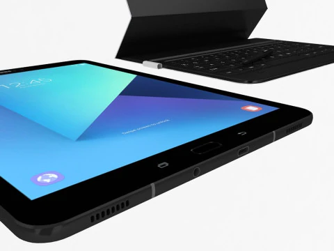 Samsung Galaxy Tab S3 black with S Pen Keyboard 3D Model