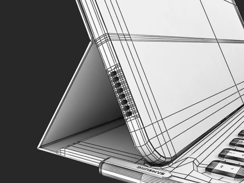 Samsung Galaxy Tab S3 black with S Pen Keyboard 3D Model