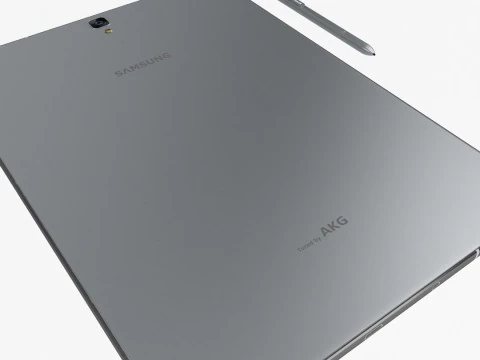 Samsung Galaxy Tab S3 Silver with S Pen and Keybord 3D Model