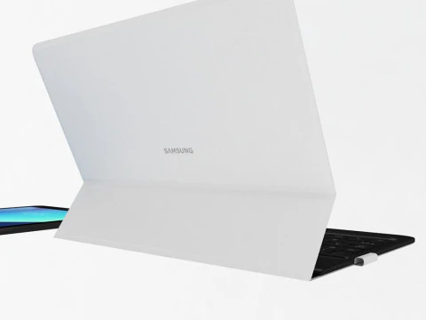 Samsung Galaxy Tab S3 Silver with S Pen and Keybord 3D Model
