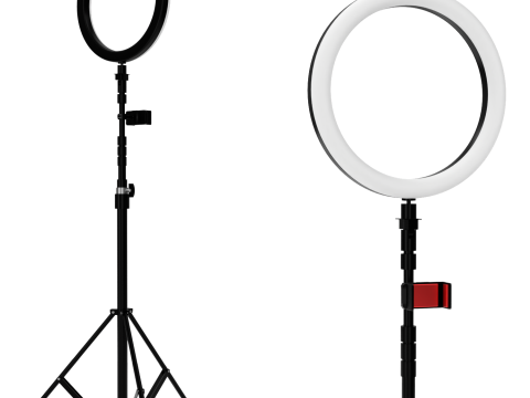 फ्लैश लाइट के साथ कैमरा तिपाई 3D मॉडल