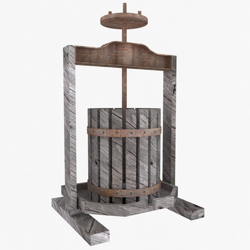 Vintage Wine Press 3D Model .c4d .max .obj .3ds .fbx .stl .blend
