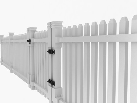 Seção e portão de cerca branca Modelo 3D