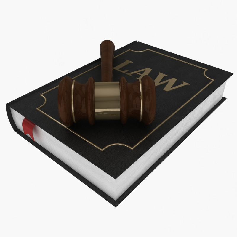 Lawyer Book And Gavel 3D Model .c4d .max .obj .3ds .fbx .stl .blend