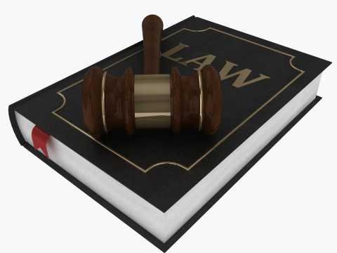 Lawyer Book And Gavel 3D Model