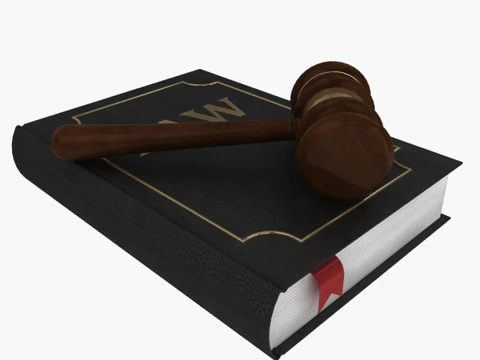 Lawyer Book And Gavel 3D Model