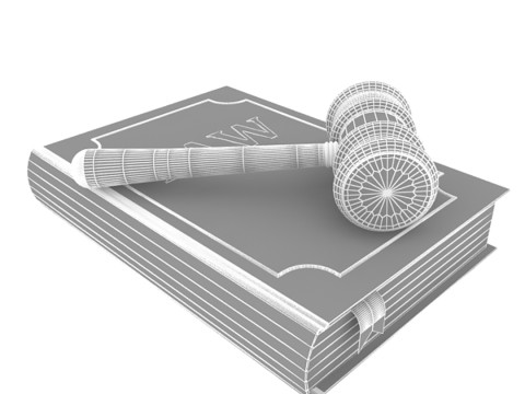 Lawyer Book And Gavel 3D Model