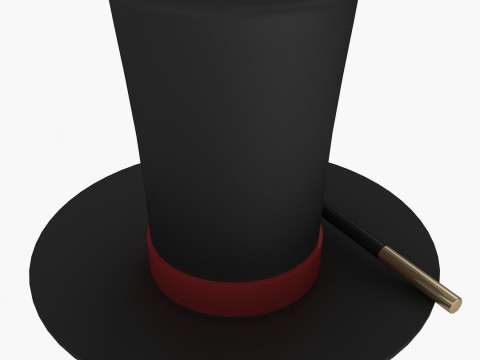 Cappello E Bacchetta Del Mago Modello 3D