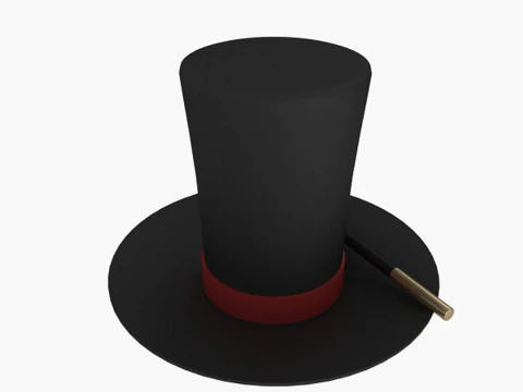 Sombrero y varita de mago Modelo 3D