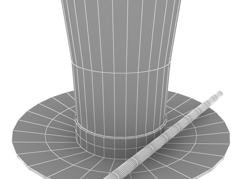 Cappello E Bacchetta Del Mago Modello 3D