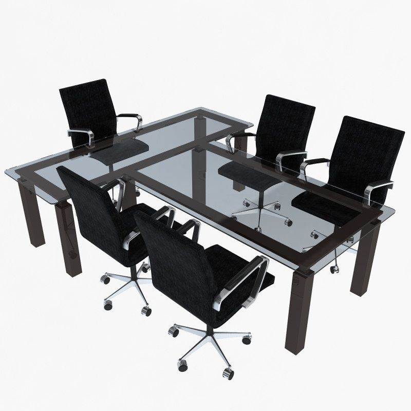 Офісні стільці та стіл 3D Модель .c4d .max .obj .3ds .fbx .stl .blend