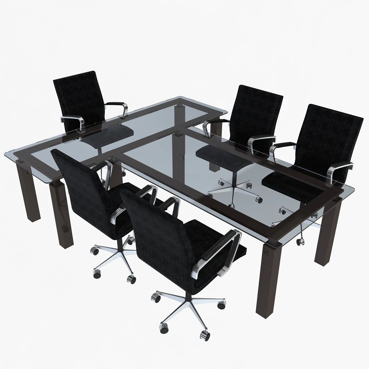 Office Chairs and Table 3D Model .c4d .max .obj .3ds .fbx .stl .blend