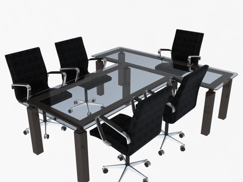 Офісні стільці та стіл 3D Модель