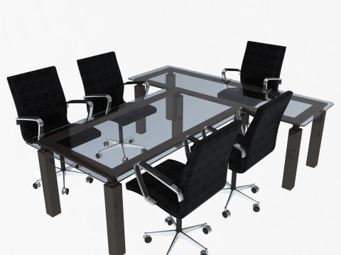 Office Chairs and Table 3D Model