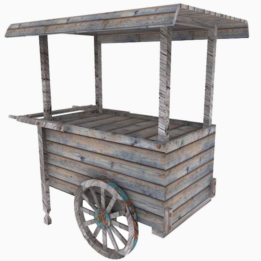 Old Food Cart 3D Model .c4d .max .obj .3ds .fbx .stl .blend 