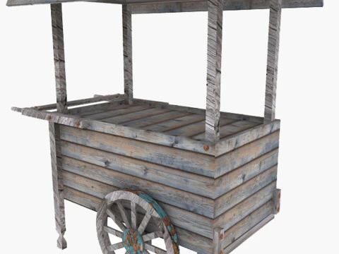 Старая тележка с едой 3D Модель