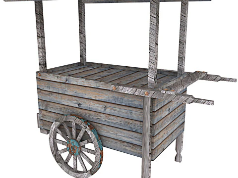 Old Food Cart 3D Model
